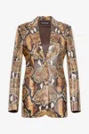 Roberto Cavalli Snakeskin-effect Leather Jacket In Brown