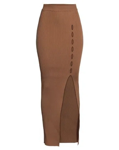 Roberto Cavalli Woman Maxi Skirt Brown Size 10 Viscose, Polyester