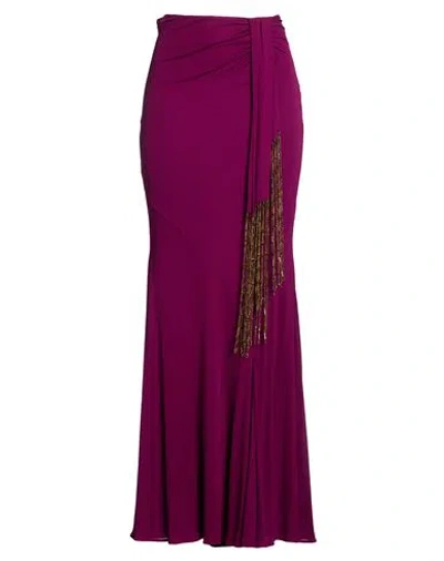 Roberto Cavalli Woman Maxi Skirt Plum Size 10 Viscose In Purple