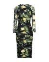 Roberto Cavalli Midi Black Stretch Dress With Lemons Print In Black