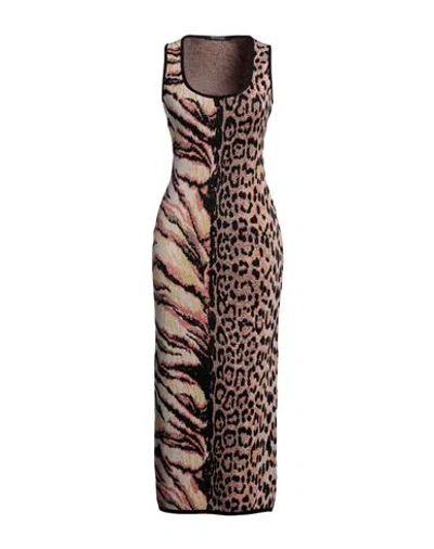 Roberto Cavalli Woman Midi Dress Black Size 8 Viscose, Polyamide, Metal, Polyester
