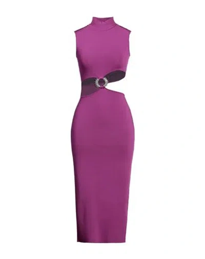 Roberto Cavalli Woman Midi Dress Mauve Size 6 Viscose, Polyester In Purple