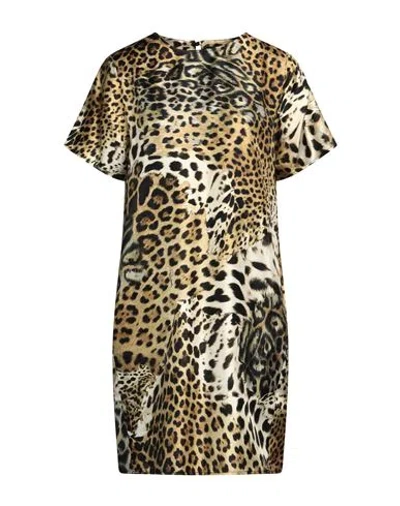 Roberto Cavalli Woman Mini Dress Beige Size 10 Silk