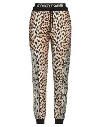 Roberto Cavalli Woman Pants Beige Size 10 Cotton, Polyester In Animal Print