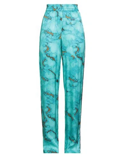 Roberto Cavalli Woman Pants Turquoise Size 8 Viscose In Blue