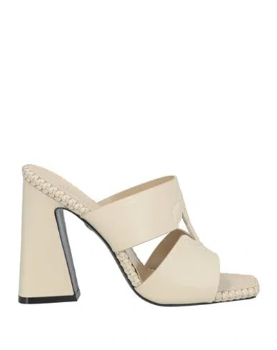 Roberto Cavalli Woman Sandals Beige Size 8 Leather