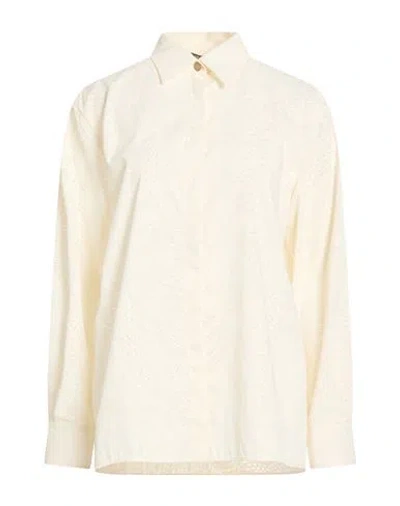 ROBERTO CAVALLI ROBERTO CAVALLI WOMAN SHIRT CREAM SIZE 8 COTTON, POLYESTER