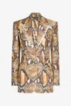 Roberto Cavalli Snakeskin-print Blazer In Brown