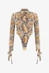 Roberto Cavalli Hemd Body Mit Python-print In Brown