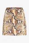 Roberto Cavalli Printed Stretch Viscose Mini Skirt In Brown