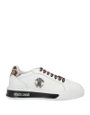 Roberto Cavalli Mirror Snake-plaque Leather Sneakers In White