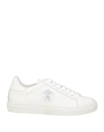 Roberto Cavalli Woman Sneakers White Size 8 Calfskin