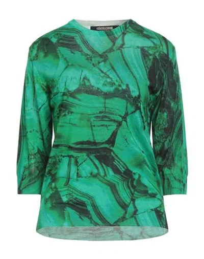 Roberto Cavalli Woman Sweater Emerald Green Size L Wool, Silk