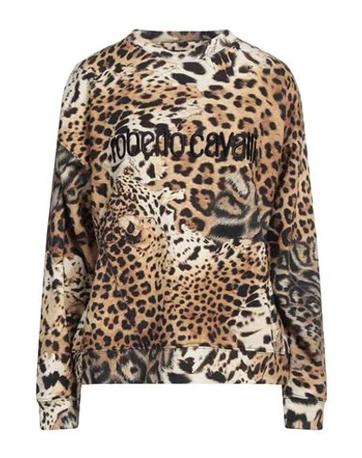Roberto Cavalli Woman Sweatshirt Beige Size L Cotton