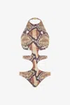 Roberto Cavalli Python Swimsuit In Brown