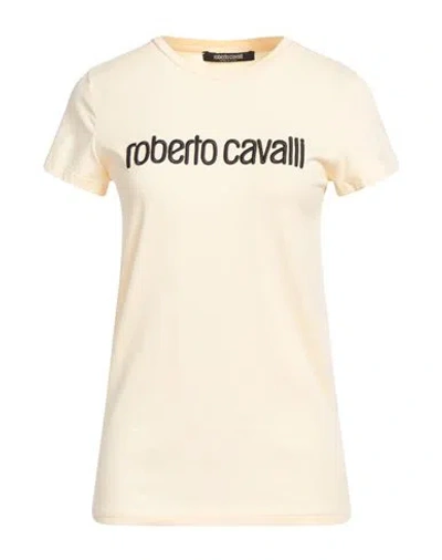 Roberto Cavalli Woman T-shirt Beige Size L Cotton, Elastane