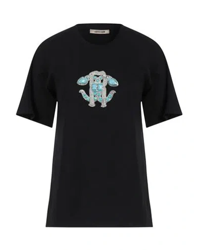 Roberto Cavalli Woman T-shirt Black Size 6 Cotton, Elastane