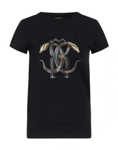 Roberto Cavalli Woman T-shirt Black Size 8 Cotton, Elastane