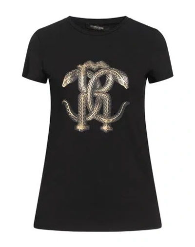 Roberto Cavalli Woman T-shirt Black Size 12 Cotton, Elastane