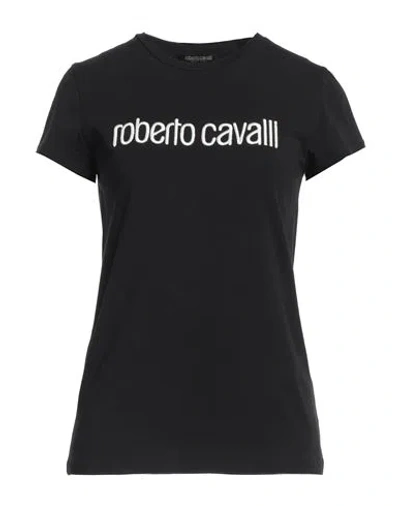 Roberto Cavalli T-shirt Mit Logo Im Used-look In Black
