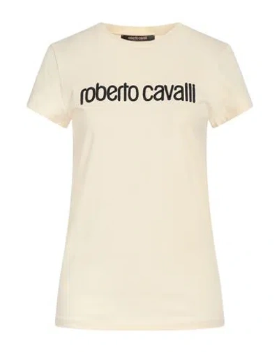 Roberto Cavalli Woman T-shirt Cream Size 10 Cotton, Elastane In White