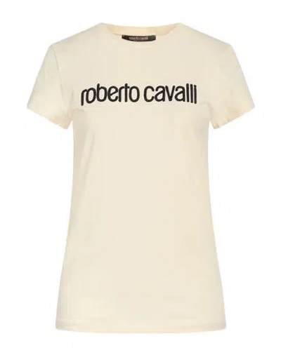 Roberto Cavalli Woman T-shirt Cream Size 8 Cotton, Elastane In White