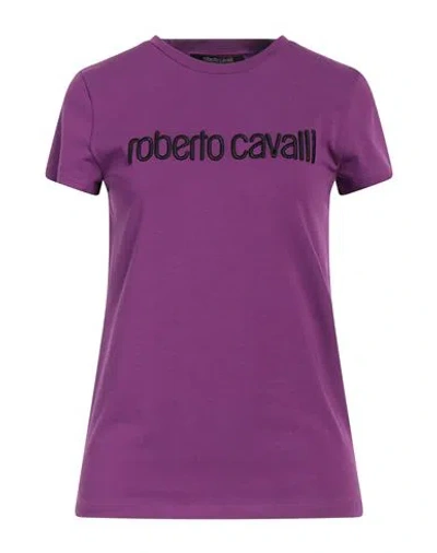 Roberto Cavalli Woman T-shirt Mauve Size 10 Cotton, Elastane In Purple