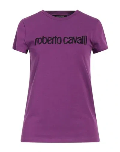Roberto Cavalli Woman T-shirt Mauve Size 8 Cotton, Elastane In Purple