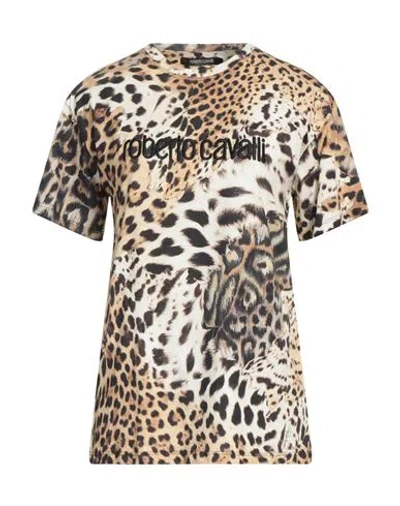ROBERTO CAVALLI ROBERTO CAVALLI WOMAN T-SHIRT SAND SIZE L COTTON