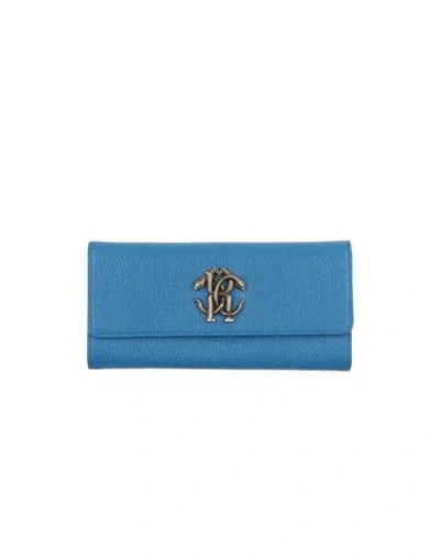 Roberto Cavalli Woman Wallet Bright Blue Size - Bovine Leather