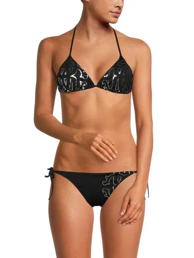 Roberto Cavalli Schwarzer Bikini Mit Logo Monogram Rc In Black