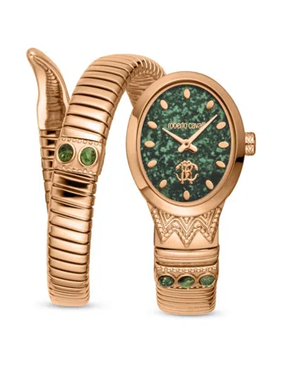 Roberto Cavalli Women's 22.5mm Stainless Steel Bracelet Watch In Olive
