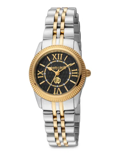 Roberto Cavalli Women's 28mm Two Tone Stainless Steel & Crystal Bracelet Watch In Black