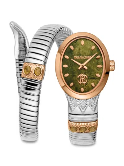 Roberto Cavalli Women's 34mm Two-tone Stainless Steel Wrap Around Watch In Green