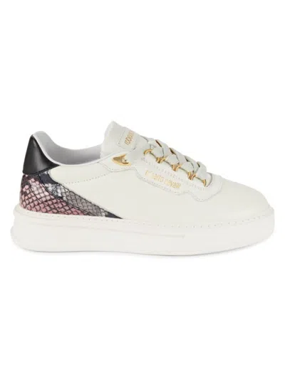 Roberto Cavalli Women's 40mm Platform Leather Low-top Sneakers In White