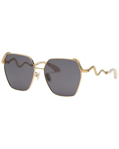 Roberto Cavalli Ladies Black Geometric Sunglasses Src035m 0300 In Gold