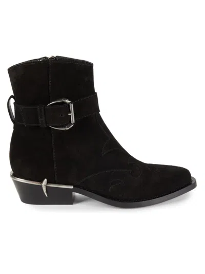 Roberto Cavalli Women's 85mm Suede Ankle Boots In Black