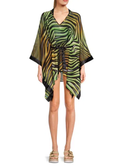Roberto Cavalli Women's Abstract Mini Cover Up Caftan In Green