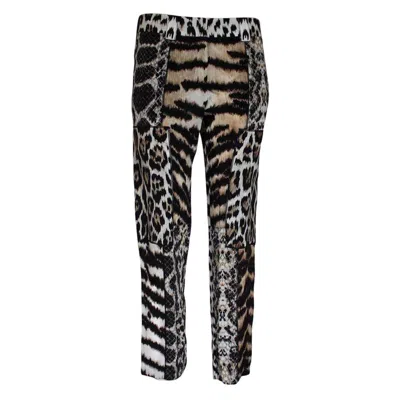 Pre-owned Roberto Cavalli Women's Animalier Silk Pants It 40, 21st Century In Black