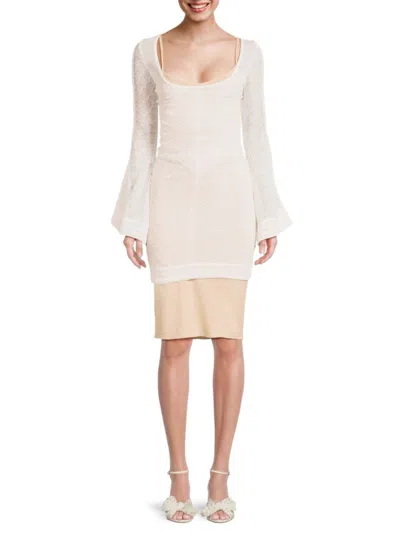 Roberto Cavalli Women's Lace Bell Sleeve Bodycon Dress In Off White