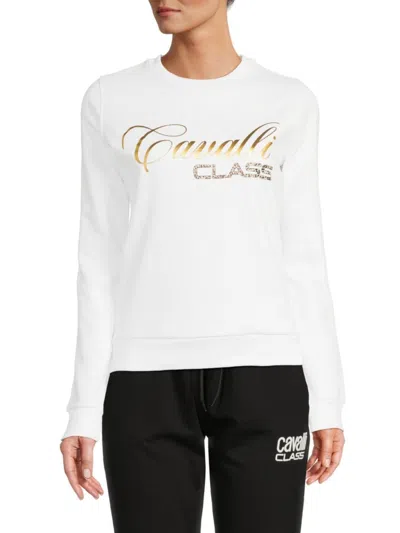 Roberto Cavalli Women's Logo Foil & Studded Cotton-blend Crewneck Sweatshirt