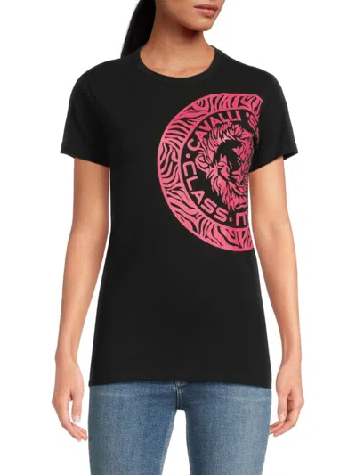 Roberto Cavalli Women's Logo Graphic T-shirt In Black Pink