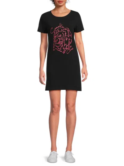 Roberto Cavalli Women's Logo Graphic T-shirt Minidress In Black