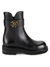 Roberto Cavalli Women's Logo Leather Ankle Booties In Black