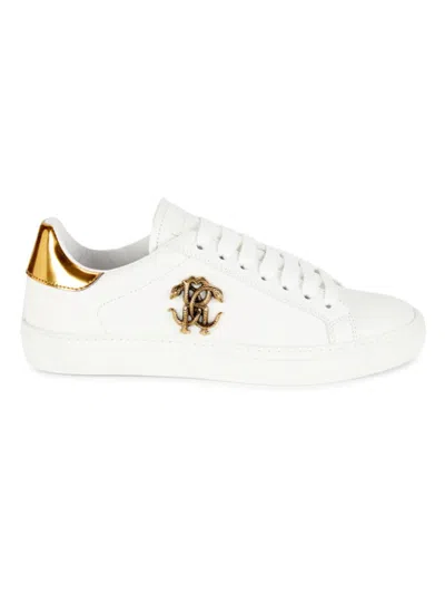 Roberto Cavalli Women's Logo Low Top Leather Sneakers In White