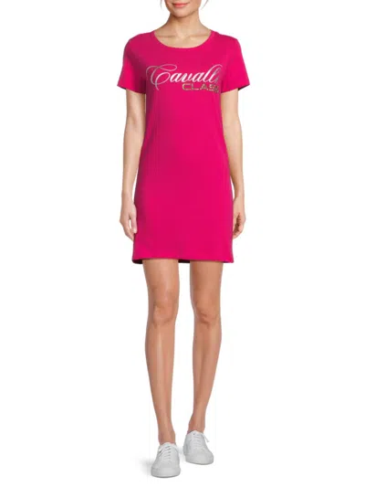 Roberto Cavalli Women's Logo Mini T-shirt Dress In Pink