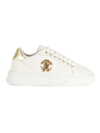 Roberto Cavalli Women's Logo Plaque Leather Low-top Sneakers In White