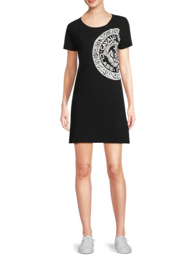 Roberto Cavalli Women's Logo Stretch Cotton T-shirt Dress In Black
