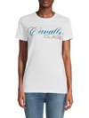 Roberto Cavalli Women's Logo Stretch Cotton T-shirt In White