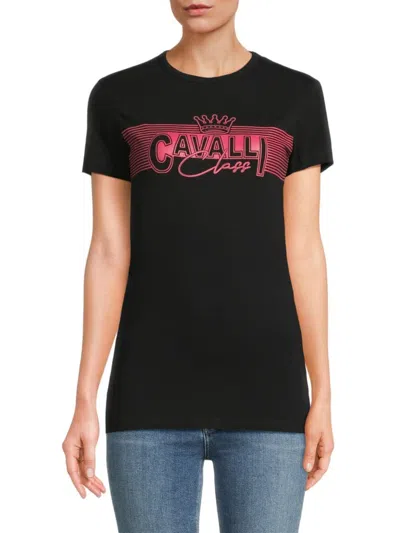 Roberto Cavalli Women's Logo T-shirt In Black
